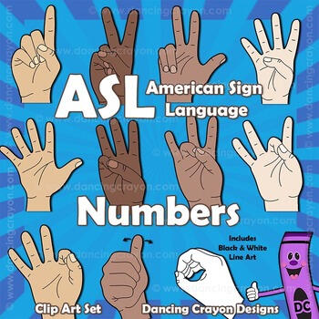 ASL clip art American sign language numbers