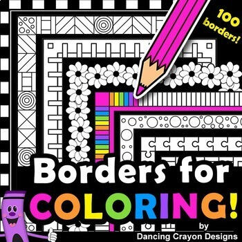 Clip art borders for coloring pages and worksheets. Frames