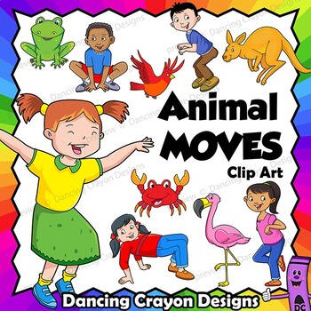 kids dancing and moving like animals clip art