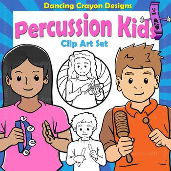 kids playing percussion instruments clip art